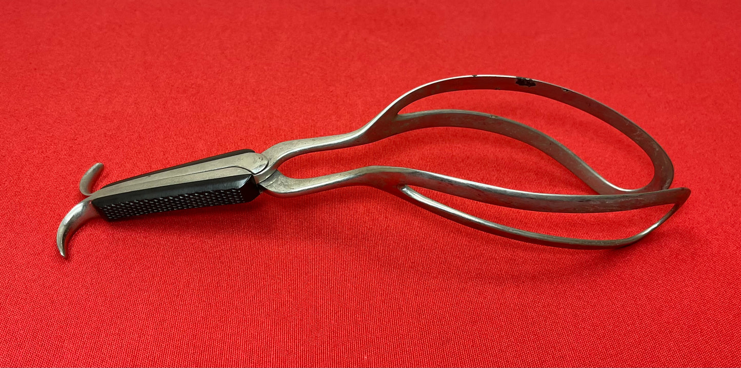 1800'S OBSTETRICAL BIRTHING FORCEPS MAKER MARKED - ANTIQUE MEDICAL EQUIPMENT #1