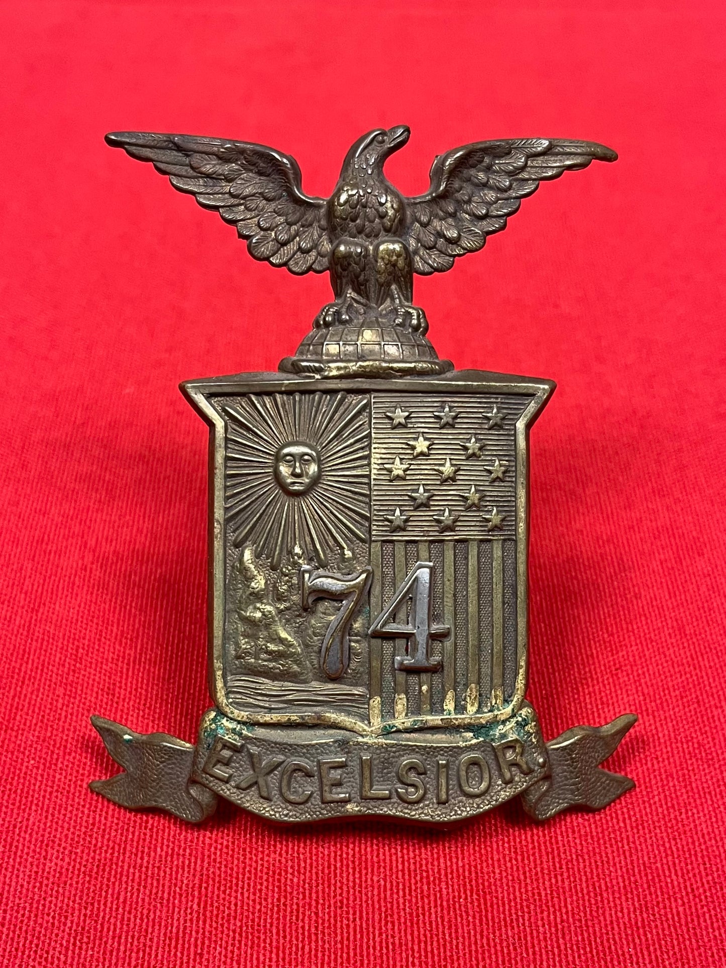 Indian Wars - 74th New York State Regimental Shako/Pith Helmet  Insignia Plate