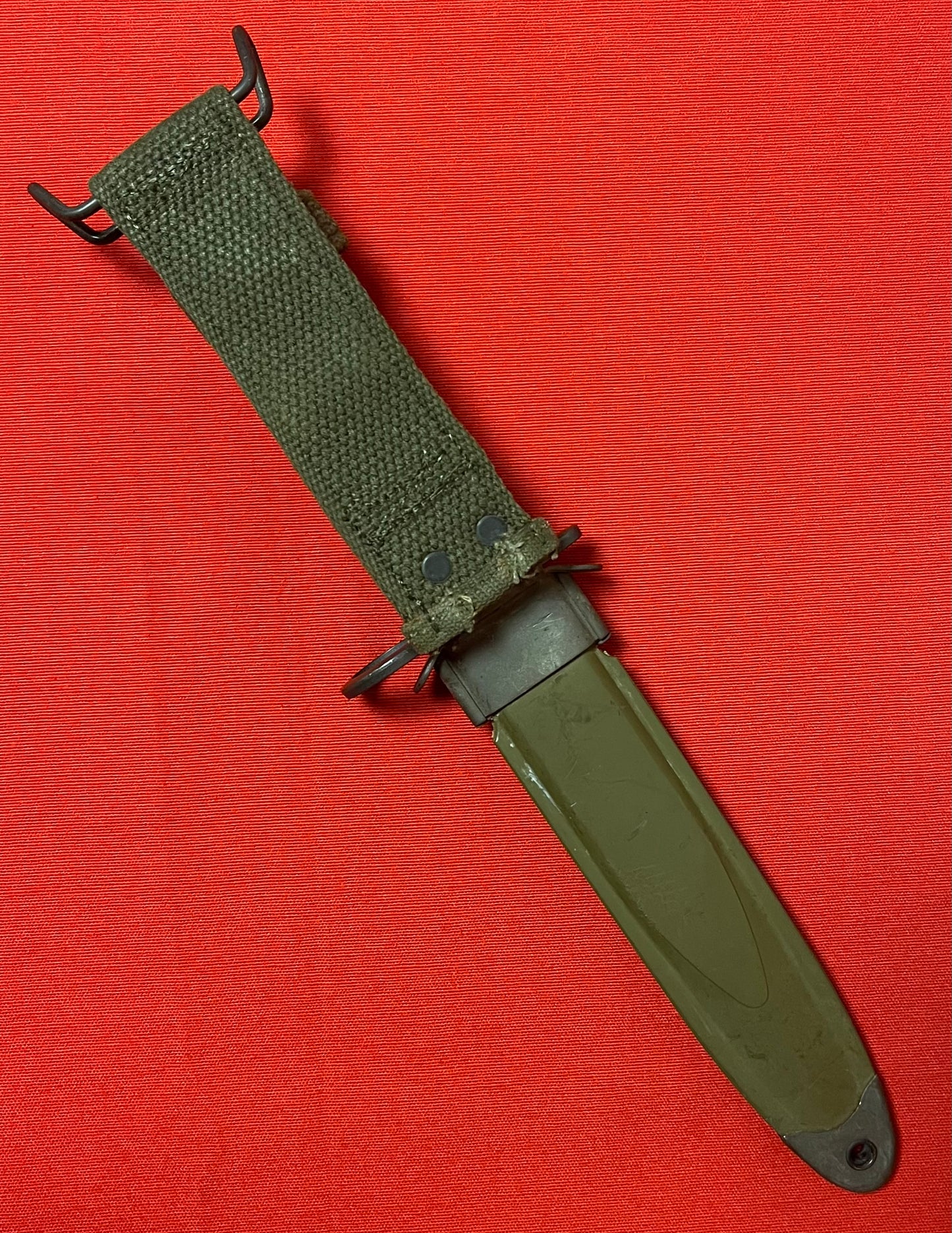 Vietnam War - U.S. M7 Bayonet/Fighting Knife by B.O.C W/I U.S.M8A1 PWH Scabbard 1969 M16 Rifle
