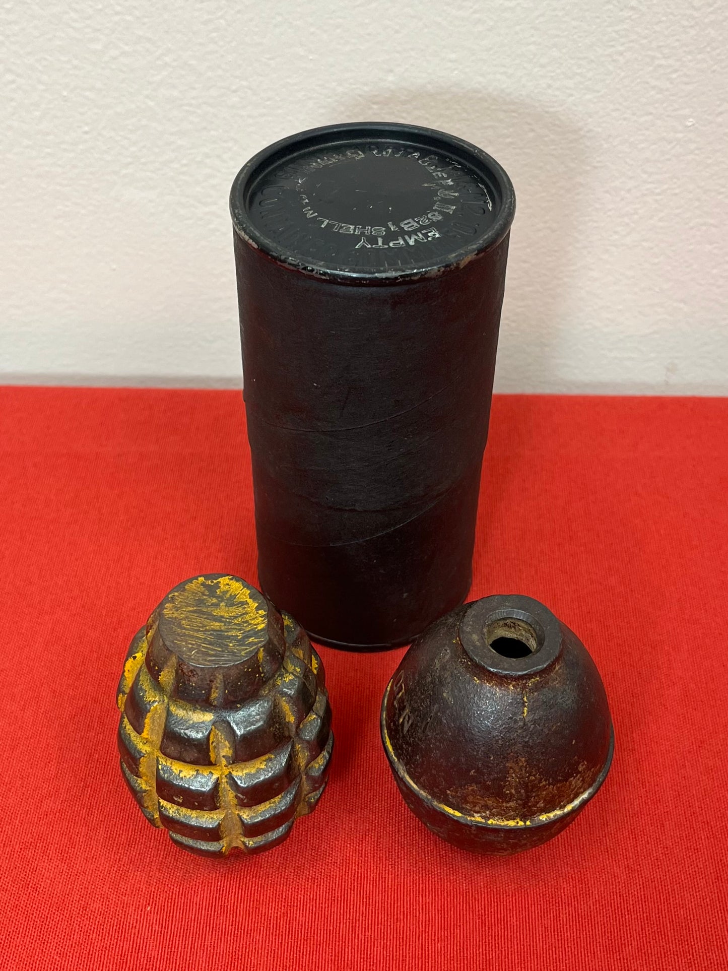Authentic U.S. MkII Pineapple & M62 RFX55 (Inert) Practice Grenades W/ Tube