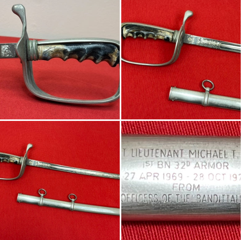 1969-1970 Dedicated & Engraved Sword Belonging to 1st Lieutenant Michael T. Noyes - 1st Battalion, 32d Armor