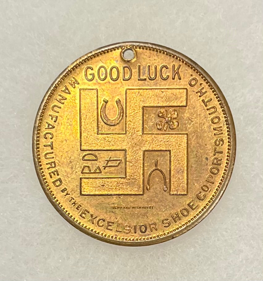 1910 Boyscouts of America “Swastika” Advertising Token Scarce (Shoe For Boys) Excelsior Shoe Co.
