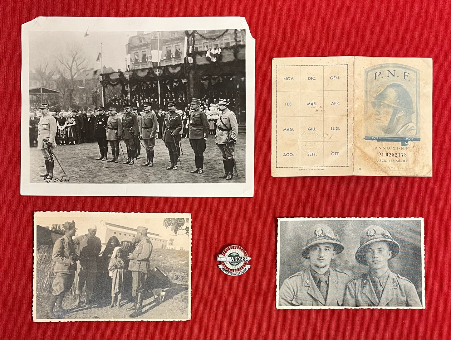 WWII Fascist Youth (GIL) Victory Tinnie & Membership Card + Photos (Scarce)