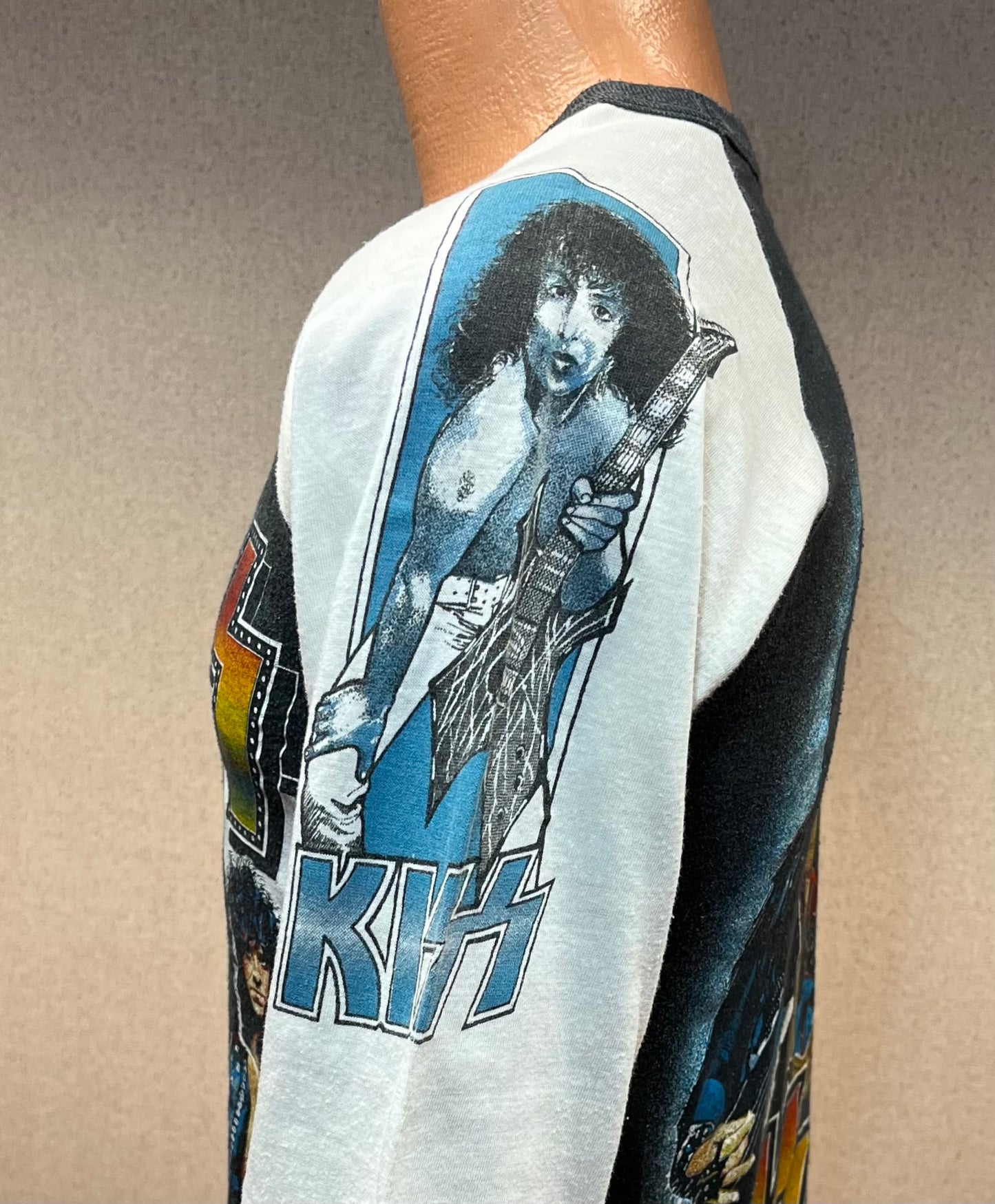 1980's Kiss - Heaven's On Fire Tour Concert Shirt 3/4 Sleeve - Original Single Stitch