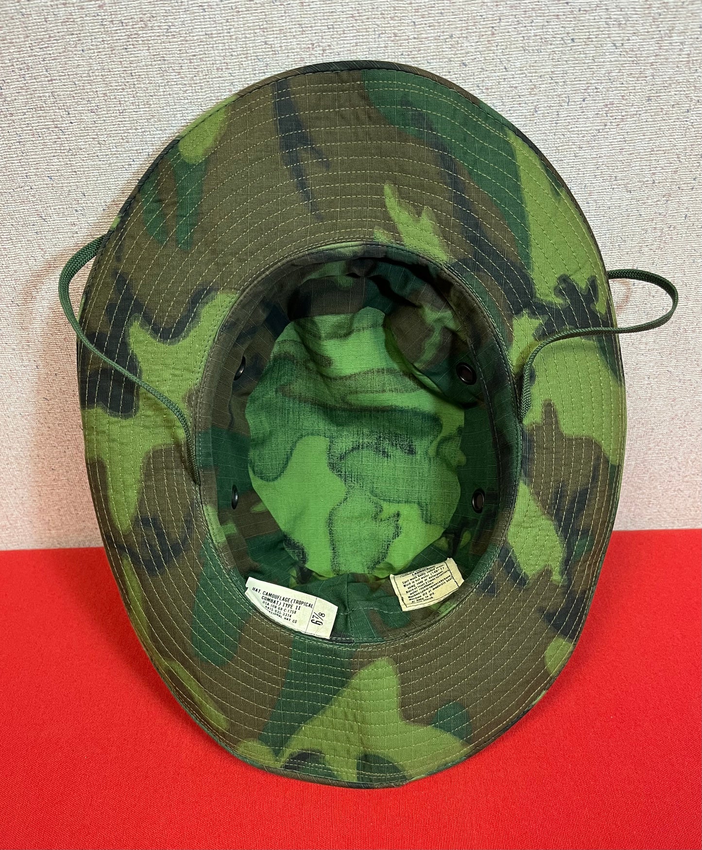 U.S. Vietnam War Tropical Boonie Hat 1968 Dated / ERDL Camouflage Type 2 ￼￼￼