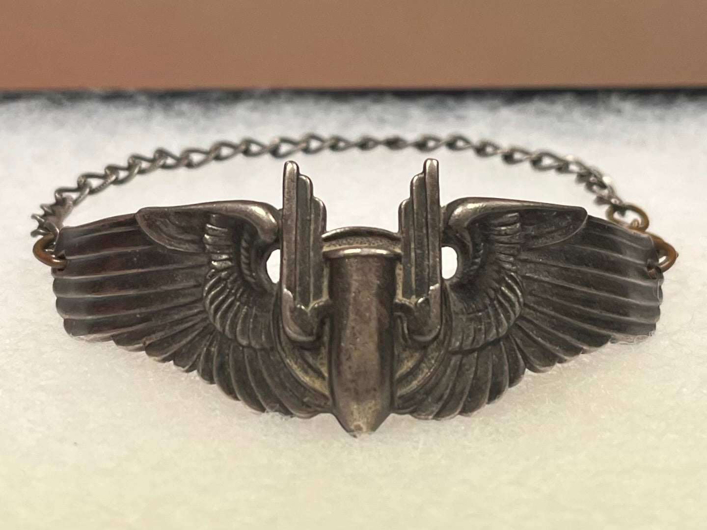 WWII USAAF 3” AERIAL GUNNER WINGS BRACELET - .925 STERLING