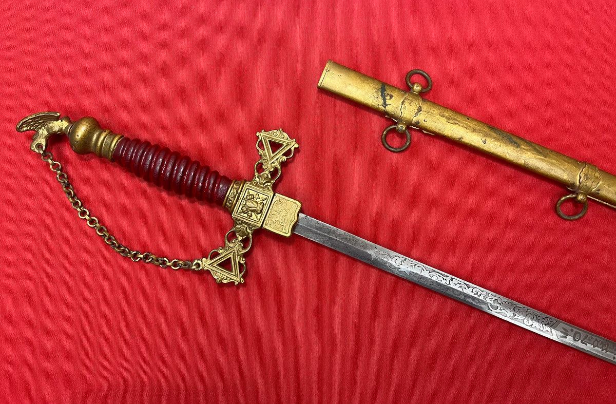 C.1872 Knights of the Golden Eagle Fraternal Masonic Sword - Engraved