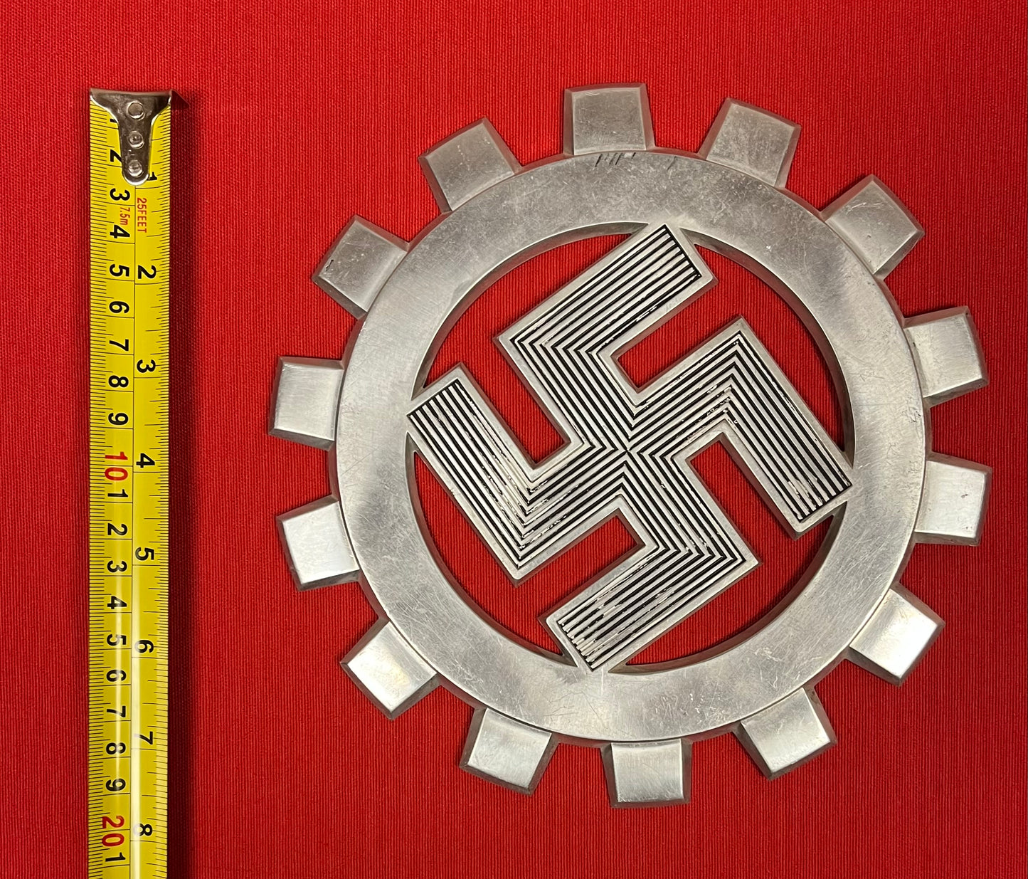 Original German WWII DAF Labor Front Aluminum Wall Plaque/Sign (Deutsche Arbeitsfront) 8 Inches