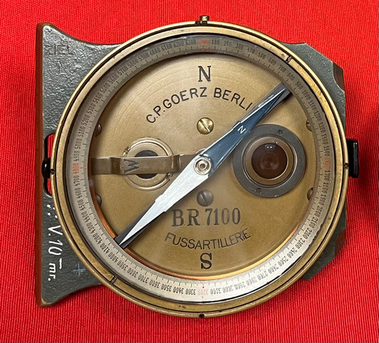WWI German Artillery Field Compass C.P Goerz Berlin Fussartillerie Brass BR7100