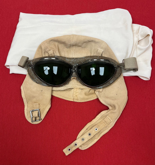 WW2 ERA U.S. NAVY MK-1 AVIATOR GOGGLES CAP & SCARF