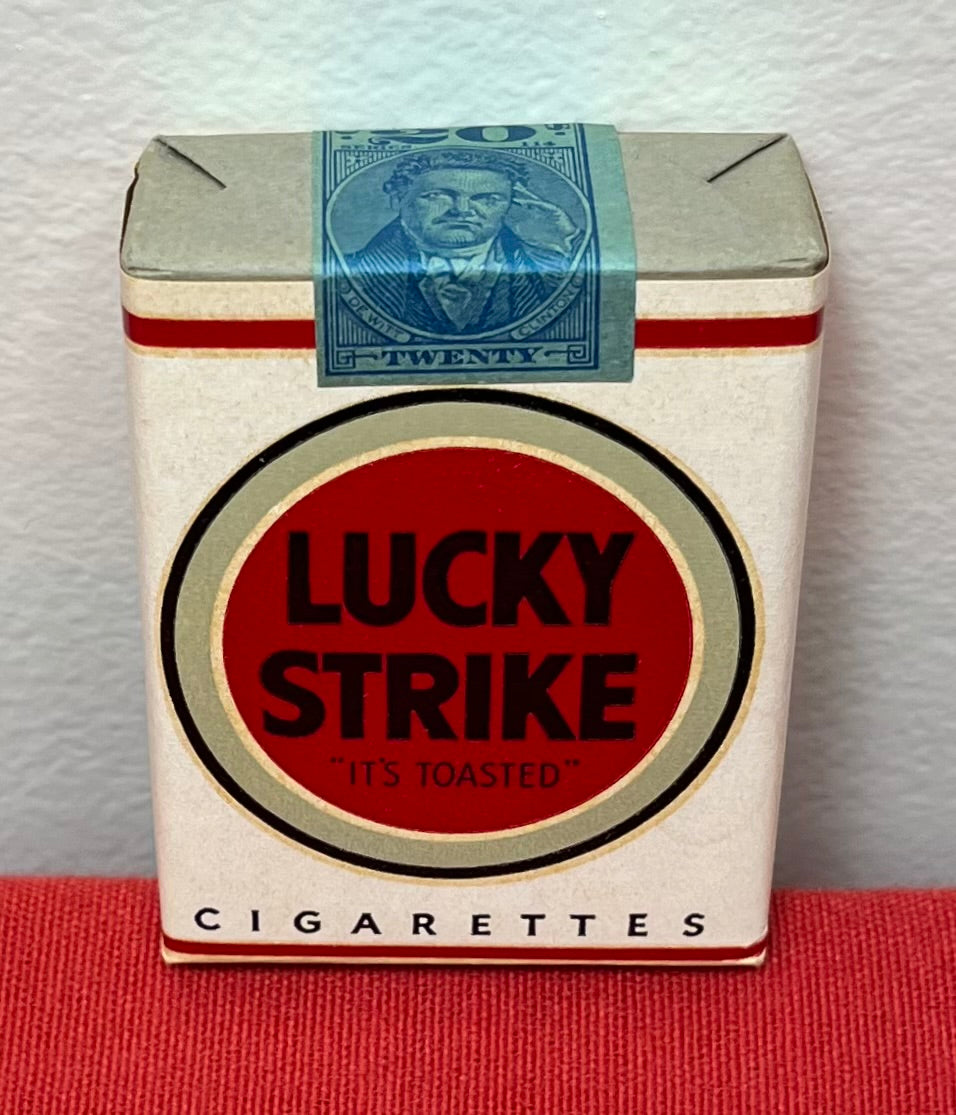 AUTHENTIC WWll ERA LUCKY STRIKE CIGARETTE CARTON & TIN W/ REPRODUCTION PACK