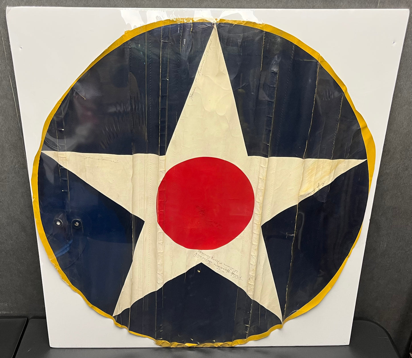 WW2 U.S. Vultee BT-13 Valiant Aircraft Wing Piece (Signed) Canvas Insignia 30”