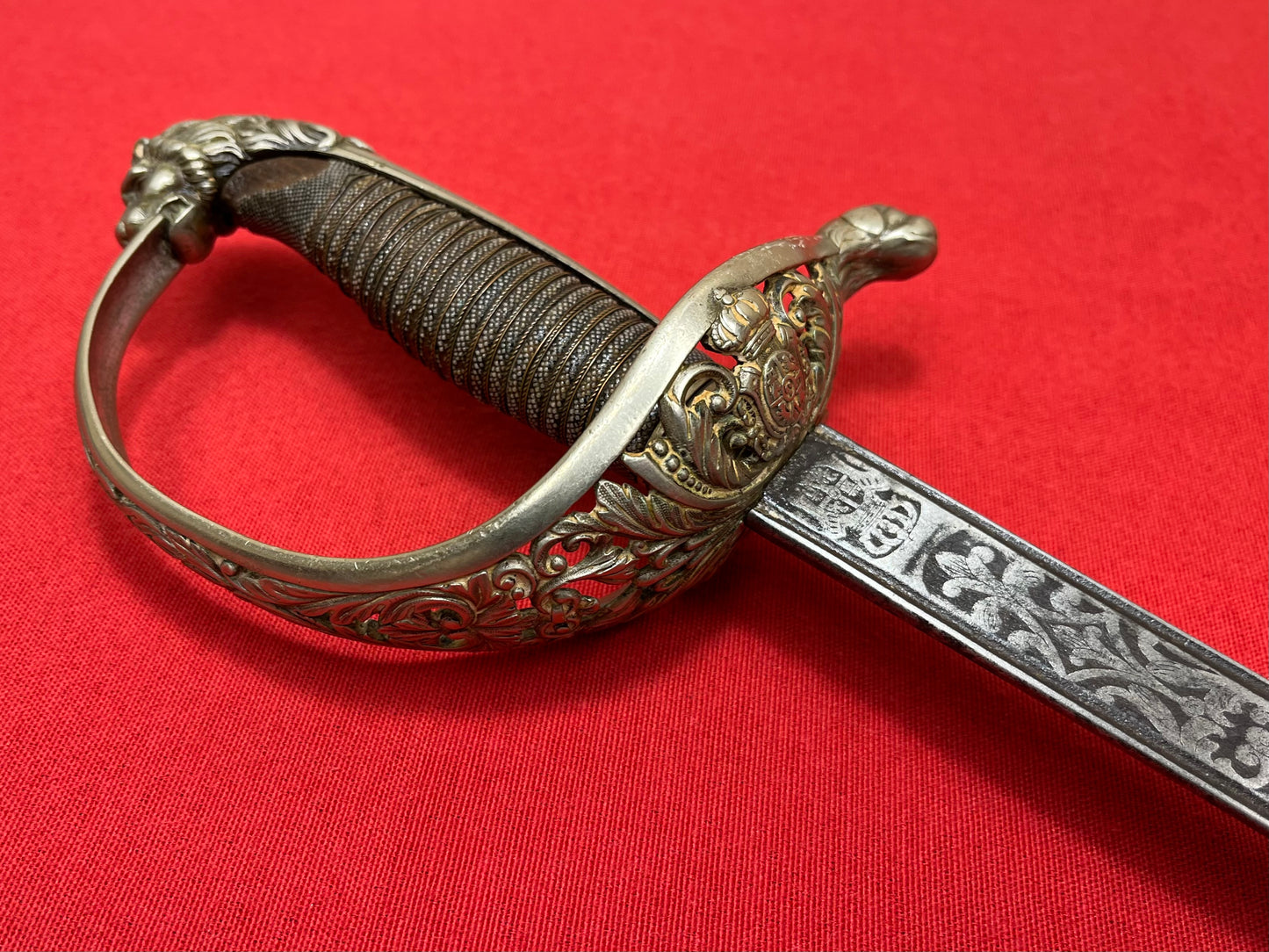 Pre-Spanish American War Spanish Officer’s (High Ranking) Silver Hilted Lions Head Sword Toledo Dated 1860
