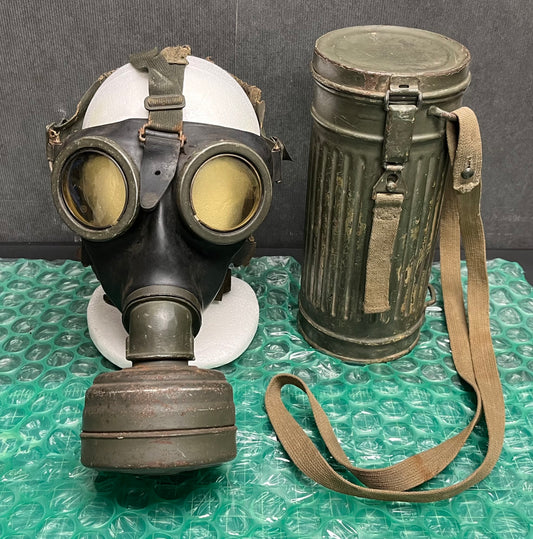 Original WWII German M38 Gas Mask w/ Filter & Canister