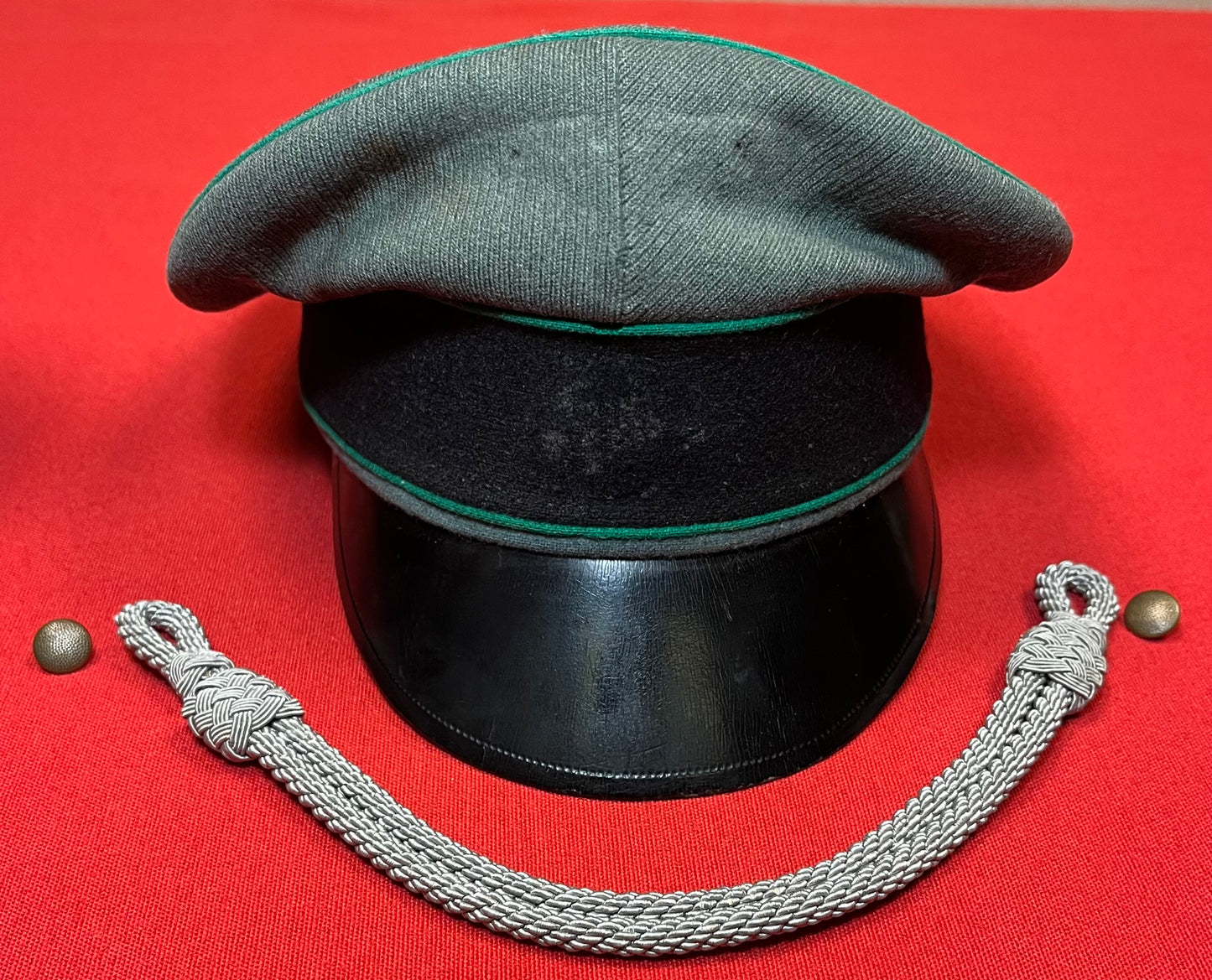 Authentic WW2 German Army Officers Visor Cap by ADEFA Missing (Eagle & Skull) Insignia ￼