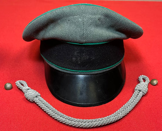 Authentic WW2 German Army Officers Visor Cap by ADEFA Missing (Eagle & Skull) Insignia ￼