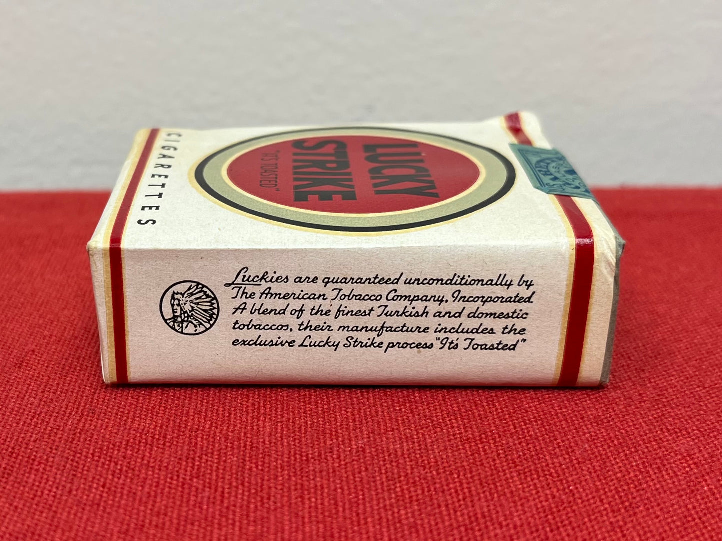 AUTHENTIC WWll ERA LUCKY STRIKE CIGARETTE CARTON & TIN W/ REPRODUCTION PACK