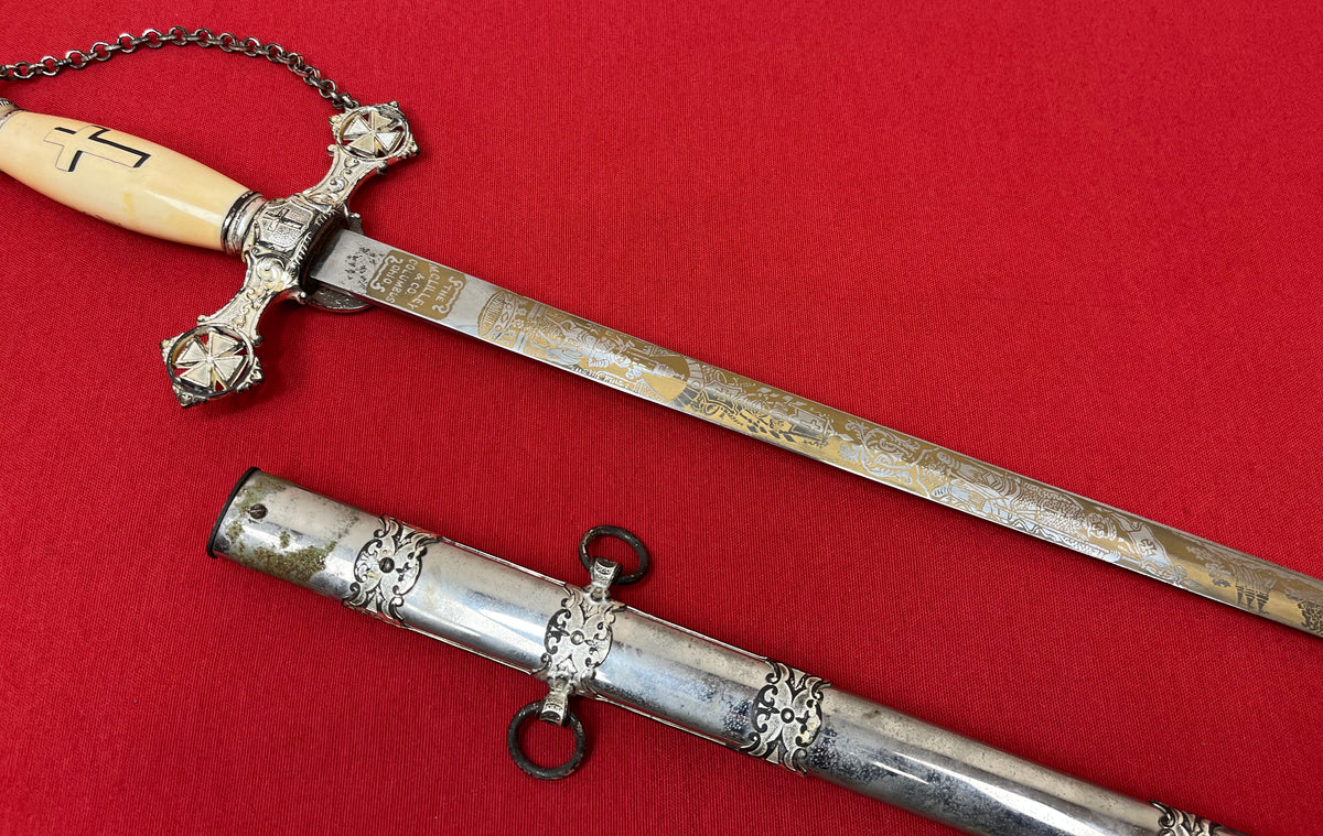 C. 1890 Knights Templar Fraternal Order Sword (Named & Engraved) by M.C. Lilley