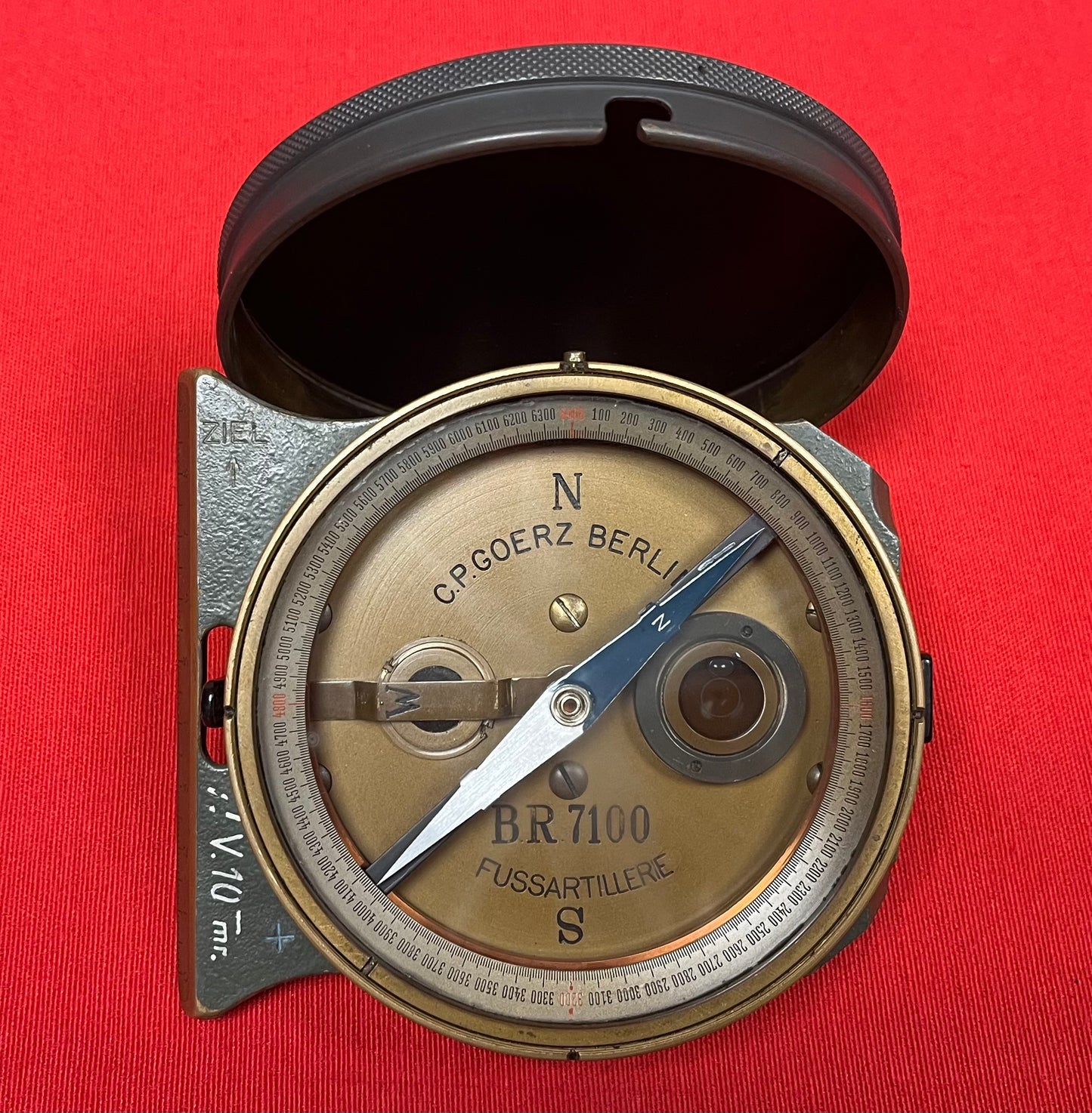 WWI German Artillery Field Compass C.P Goerz Berlin Fussartillerie Brass BR7100
