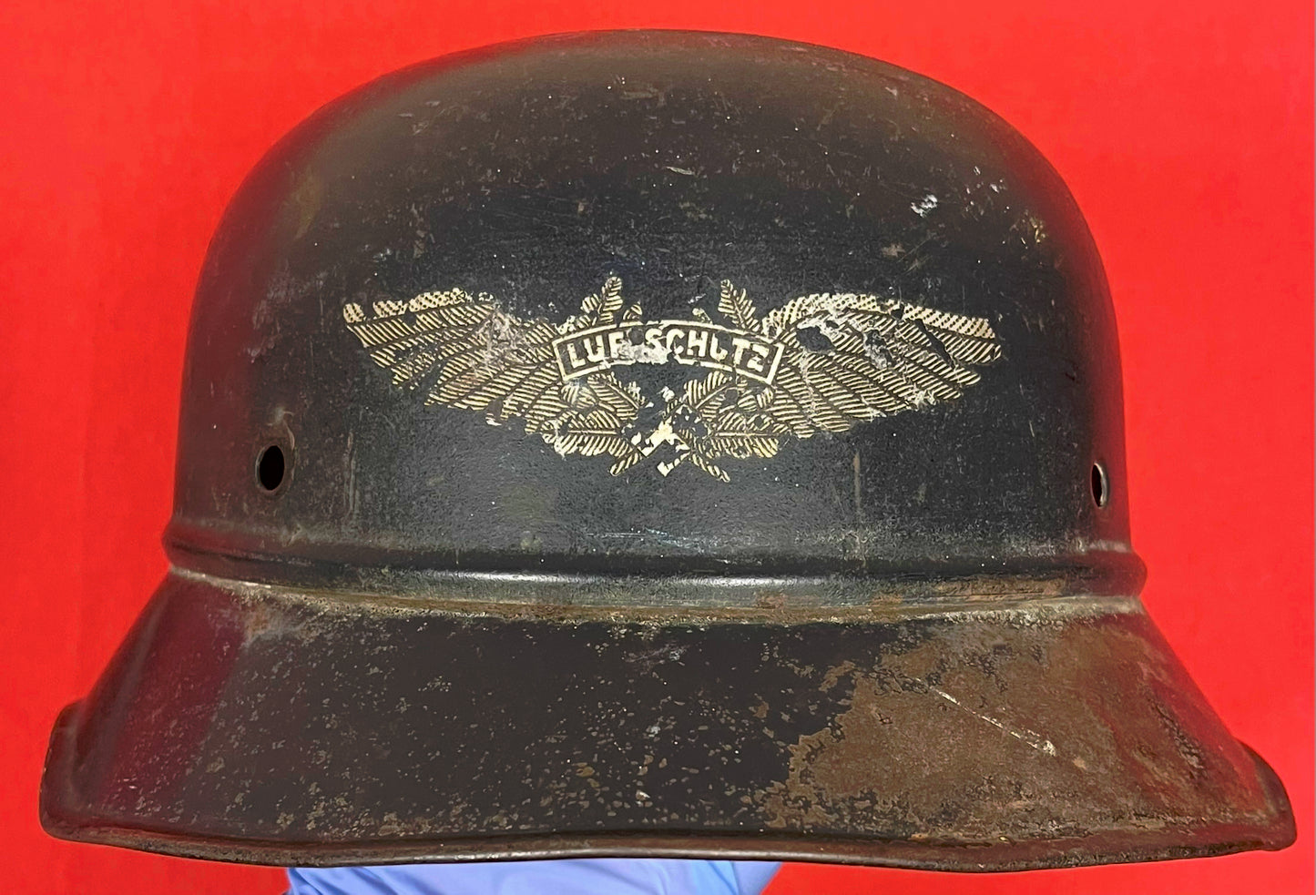 WW2 GERMAN M38 LUFTSCHUTZ "AIR RAID" GLADIATOR HELMET BATTLEFIELD PICKUP