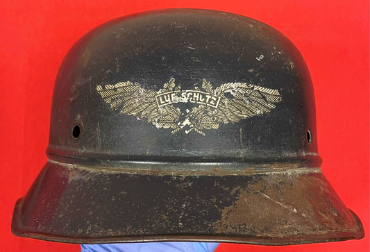 WW2 GERMAN M38 LUFTSCHUTZ "AIR RAID" GLADIATOR HELMET BATTLEFIELD PICKUP