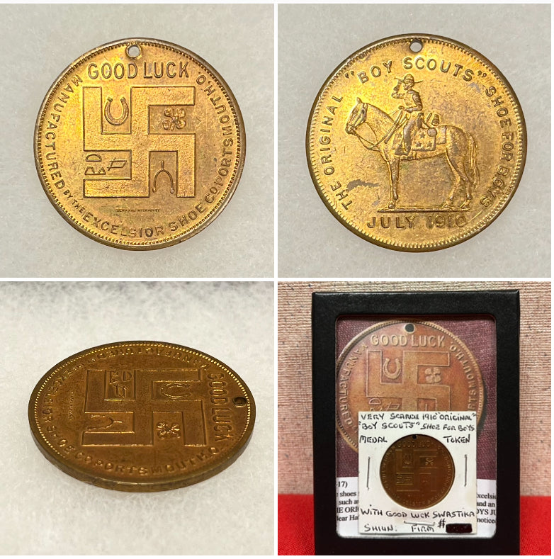 1910 Boyscouts of America “Swastika” Advertising Token Scarce (Shoe For Boys) Excelsior Shoe Co.
