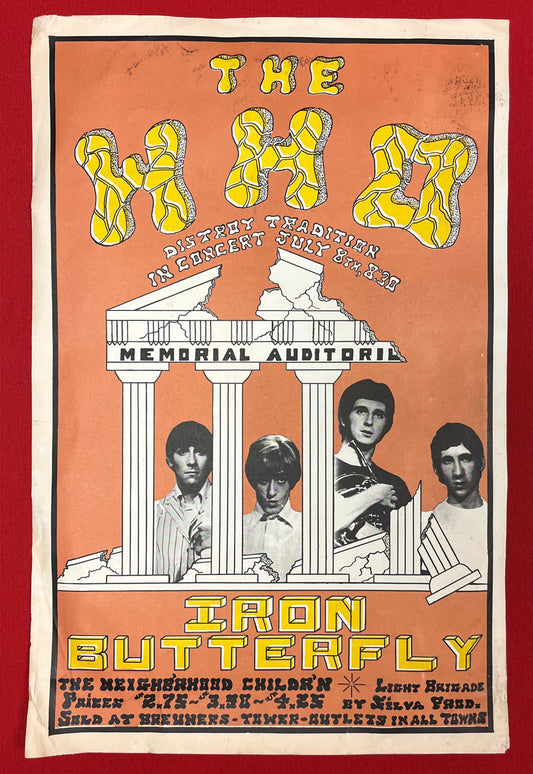 The Who & Iron Butterfly Concert Poster Memorial Auditorium Sacramento 1968 - Original