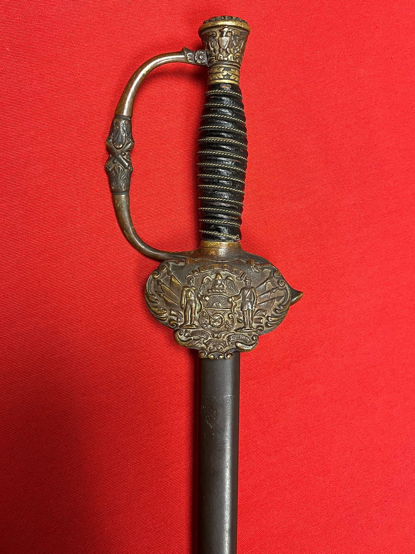 1800’s Sons of Veterans GAR Sword & Scabbard Etched Blade General Grant 1861-65