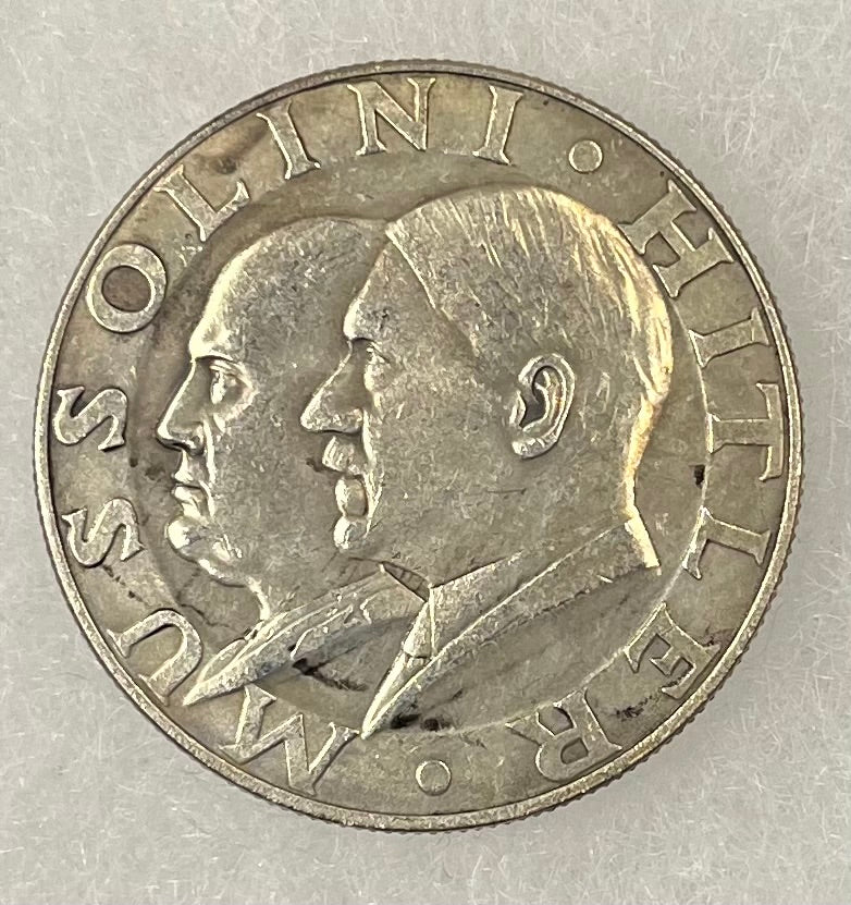 1938 German Medal “Staatstreffen” Mussolini-Hitler by F. Beyer