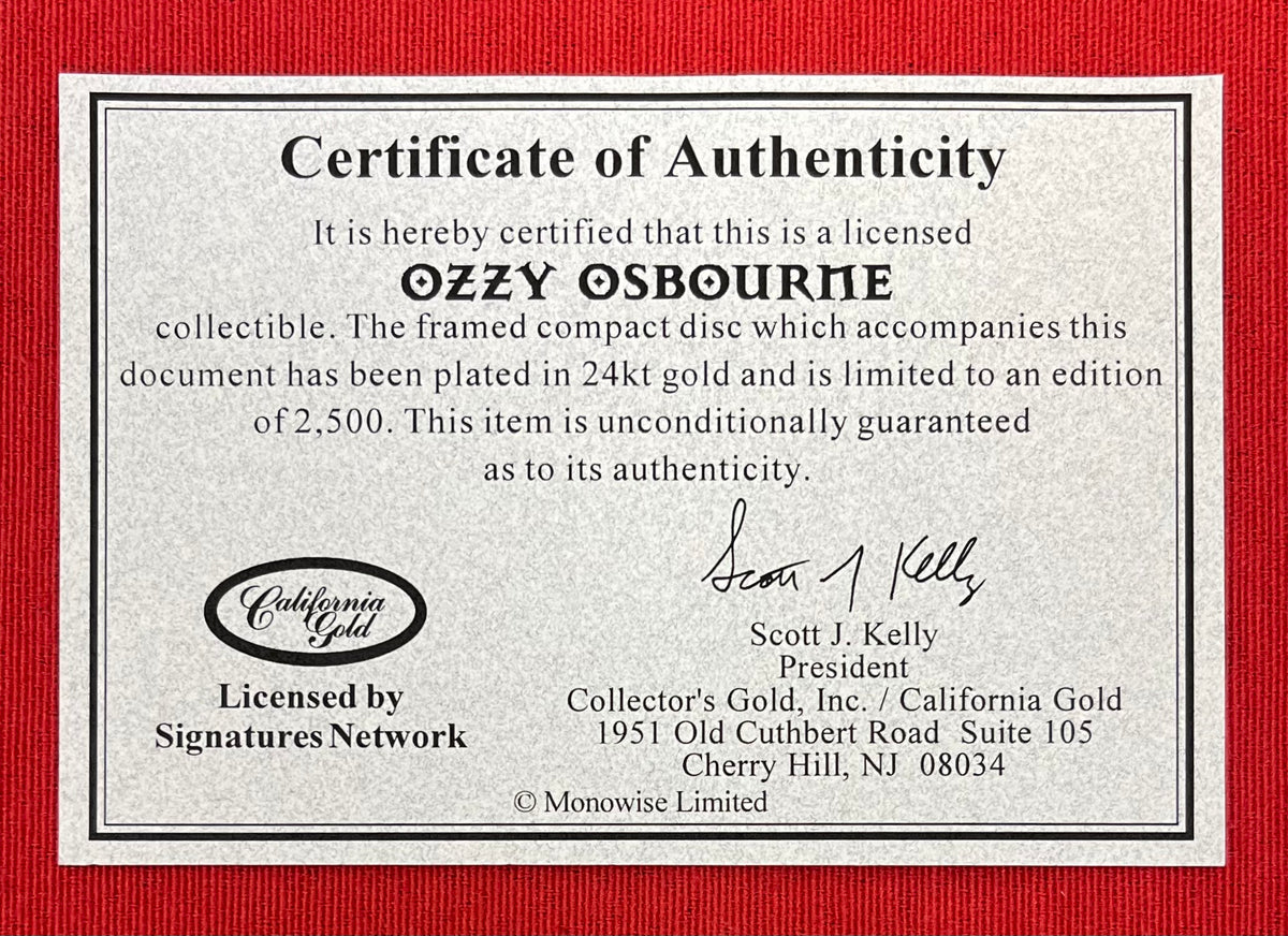 Ozzy Osbourne - 24KT Gold Plated CD (Limited Edition) Diary of a Madman 265 of 2500 1997