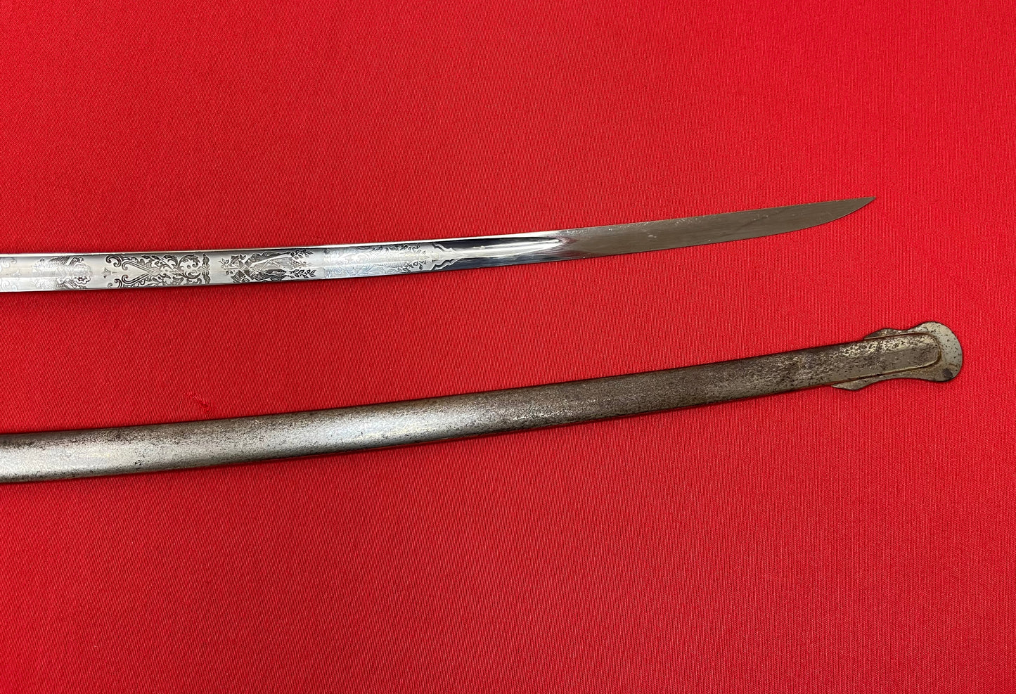WW2 Era U.S. M1902 Officer’s Sword & Scabbard W/ Knot ENGRAVED