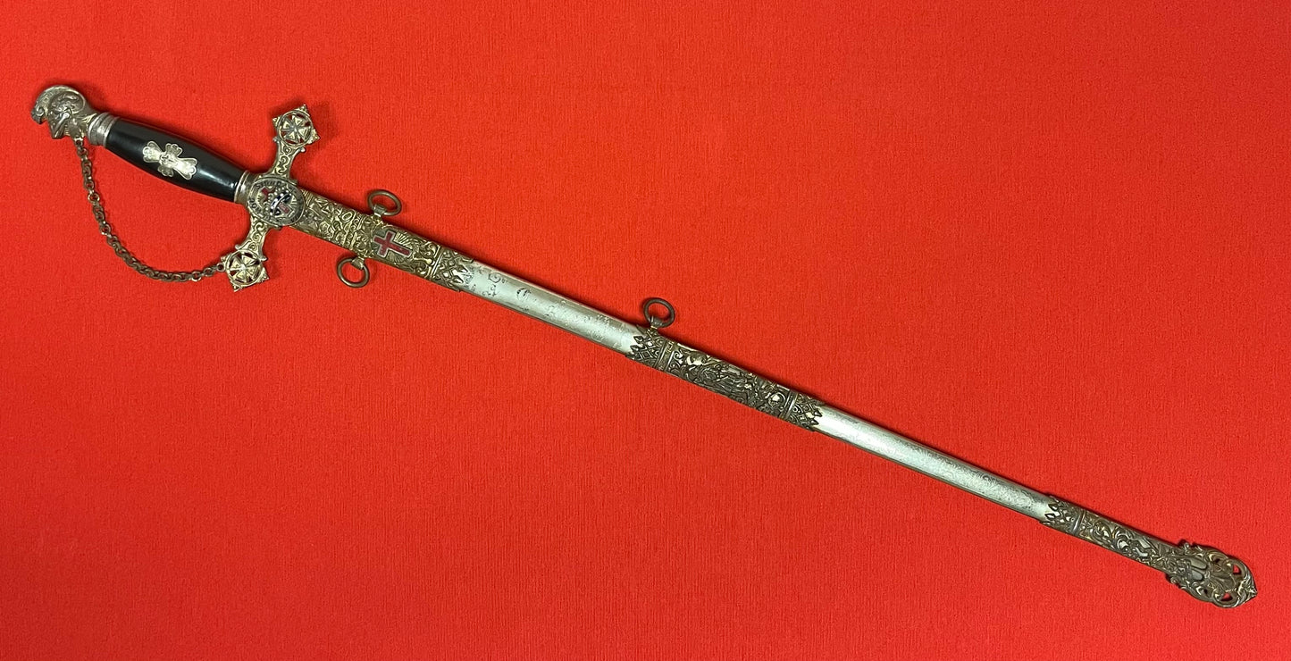 1890’s Knights Templar Fraternal Order Sword (Named & engraved) by Henderson-Ames Co.