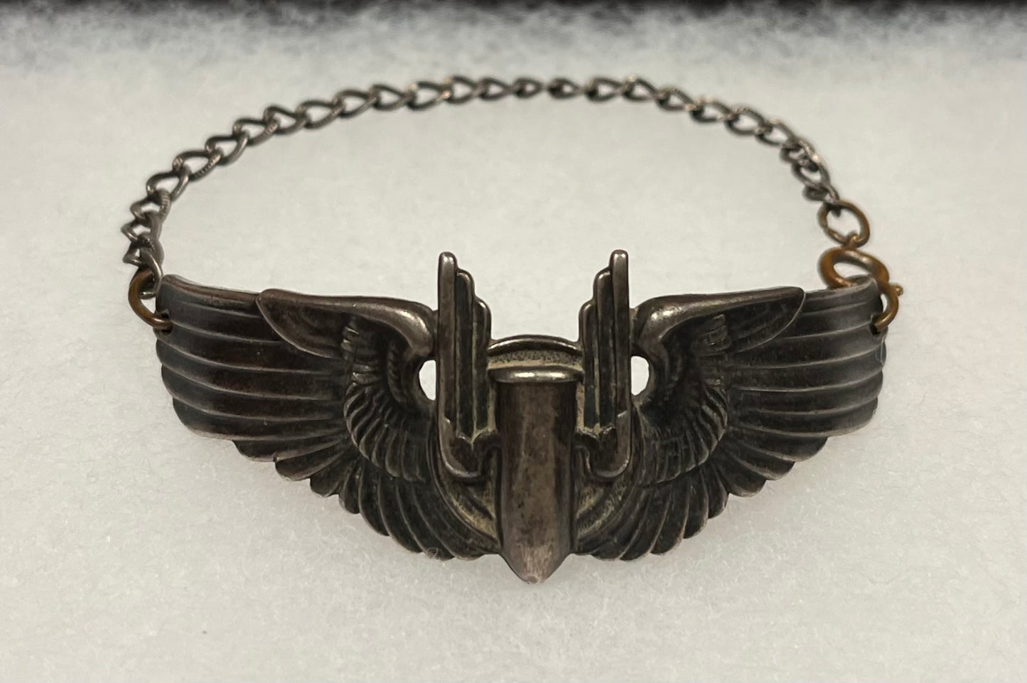 WWII USAAF 3” AERIAL GUNNER WINGS BRACELET - .925 STERLING