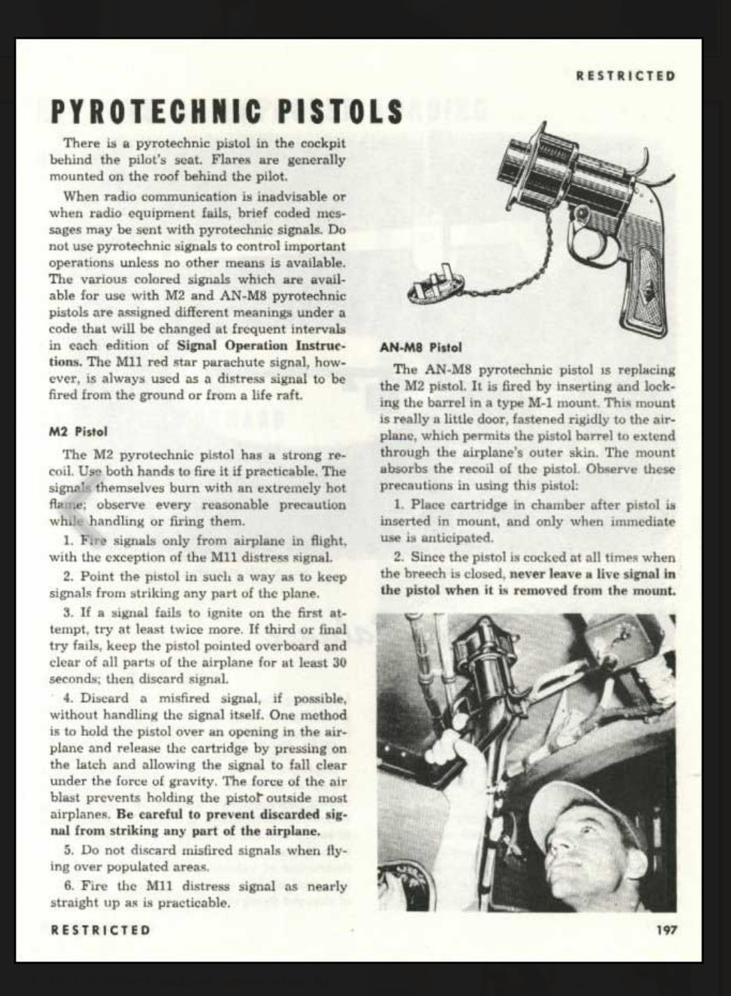Original U.S. WWII 37mm M8 Pyrotechnic Signal Flare Pistol - Gun by SWC & Scarce Aircraft Stowage Wall Mounted Bag