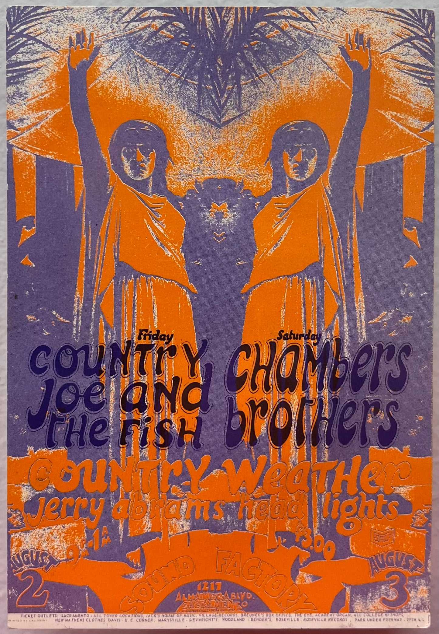 Country Joe And The Fish & Chambers Brothers Original Handbill - Sound Factory Sacramento California 1968