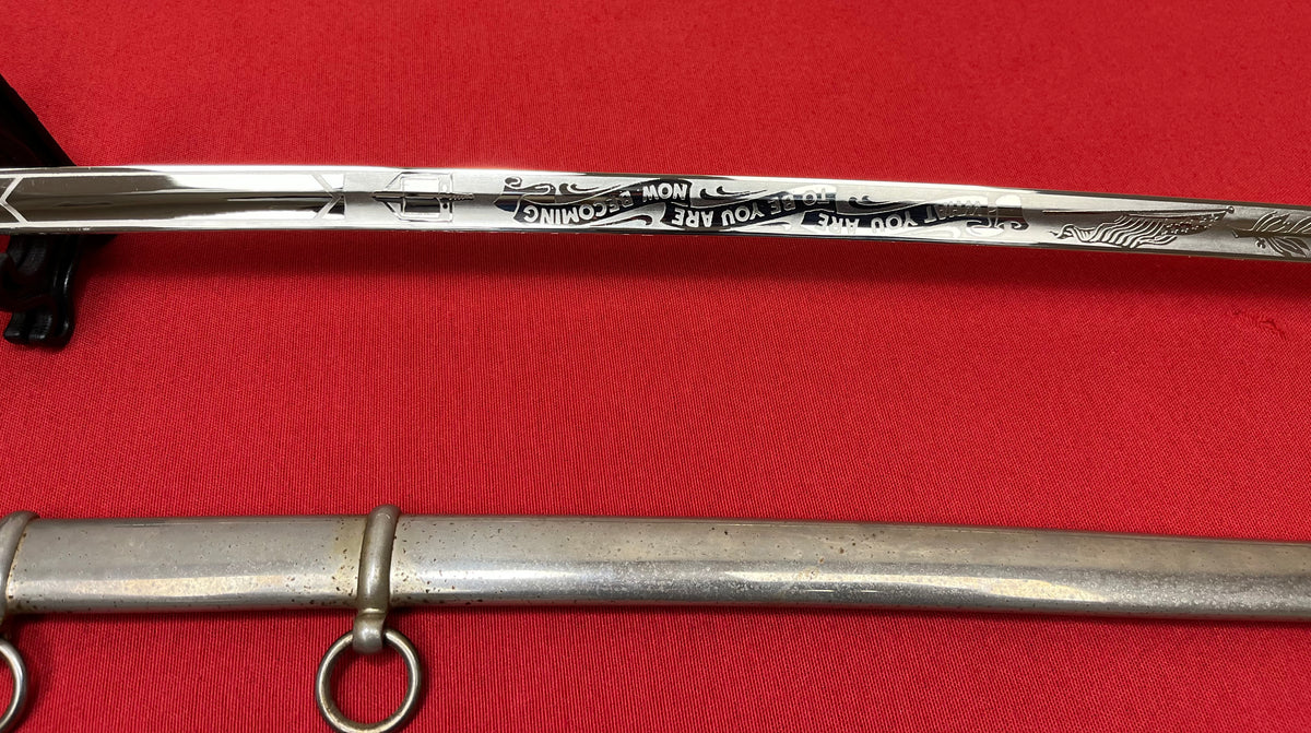 WW2 Era U.S. M1902 Officer’s Sword & Scabbard Engraved-Eastern Military Academy