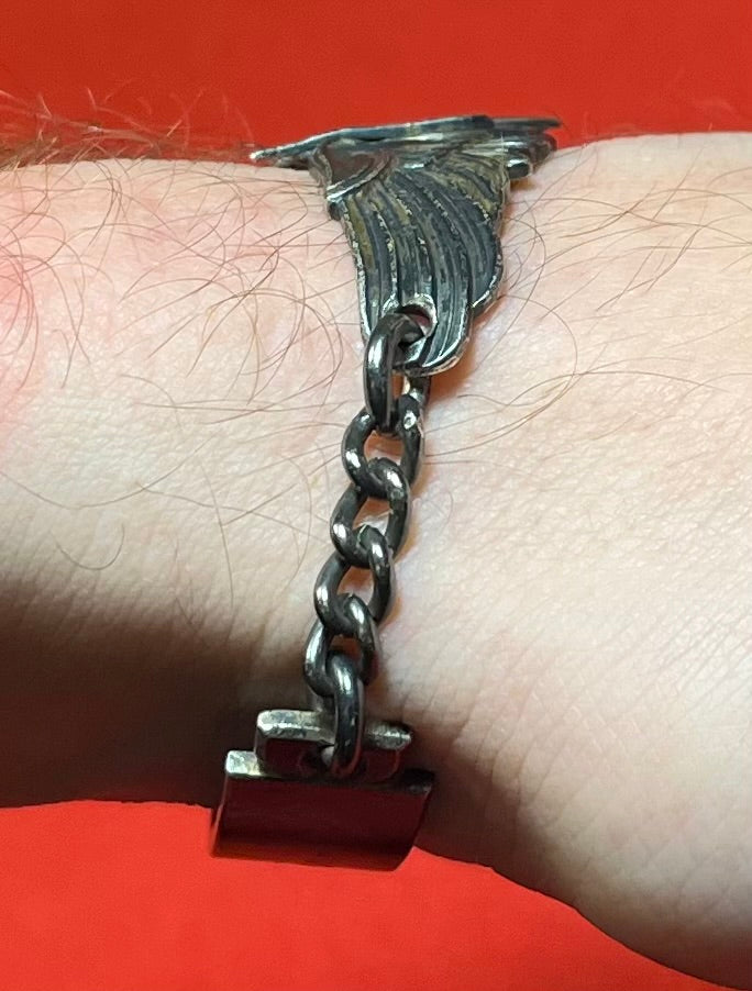 WWII USAAF 3” AERIAL GUNNER WINGS BRACELET - .925 STERLING