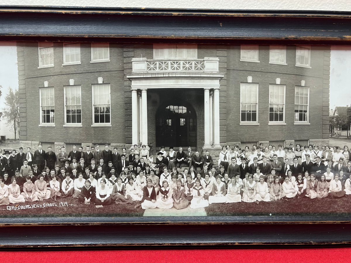 1919 Gettysburg High School (Panoramic) Photograph in Wooden Frame by Marian F. Willams - Gettysburg Battlefield Photographer