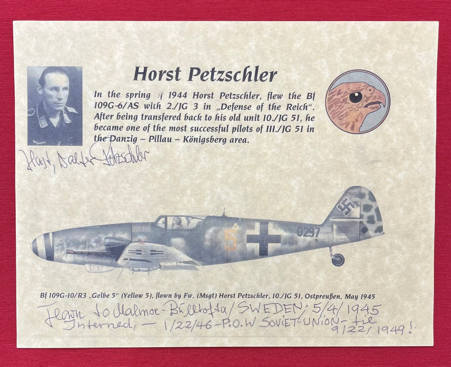 WWII German 1st Model Luftwaffe Dagger Personally Owned & Name Engraved to "Pilot" Horst Petzschler JG 31 & 51