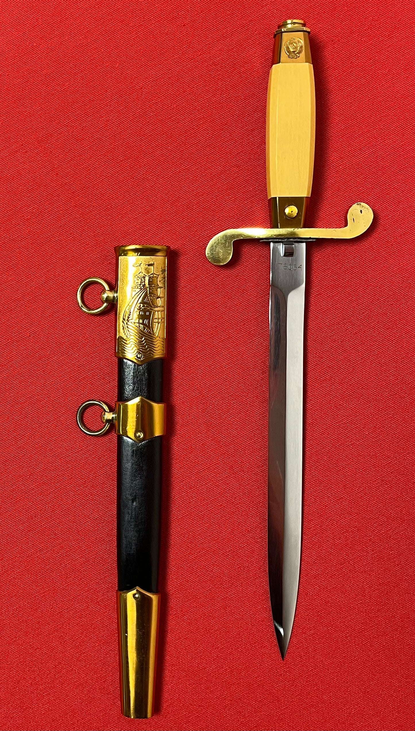 USSR Soviet Union Naval Officer's Dagger W/ Scabbard БУЛАM - Cold War Era