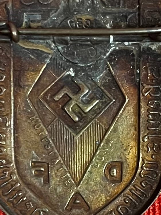 WW11 Era Hitler Youth HJ & DAF Joint Competition Tinnie Badge 1935 Dated