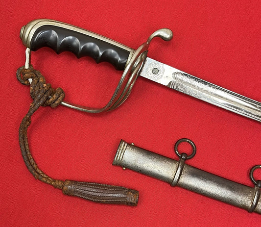 WW2 Era U.S. M1902 Officer’s Sword & Scabbard W/ Knot ENGRAVED