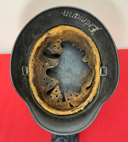 Original WWII M1940 German Army Helmet W/ Liner & Name