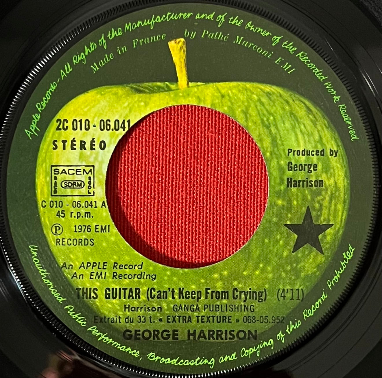 George Harrison - This Guitar Cant Keep From Crying 7” 45RPM Record / French Pressing!!!