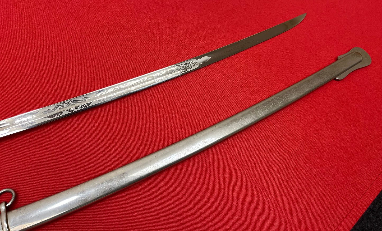 WW2 Era U.S. M1902 Officer’s Sword & Scabbard W/ Knot ENGRAVED