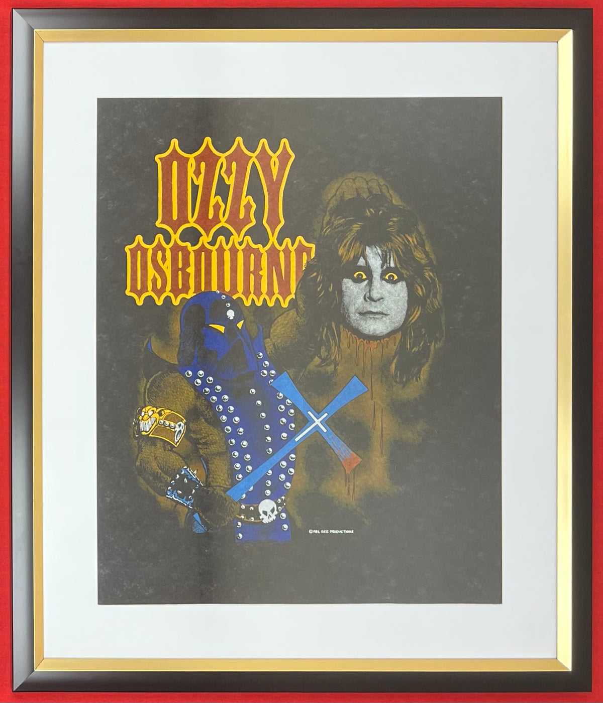 1982 Ozzy Osbourne Felt Poster & Frame - Diary Of A Madman 20x16 Ozz Productions OG - Scarce