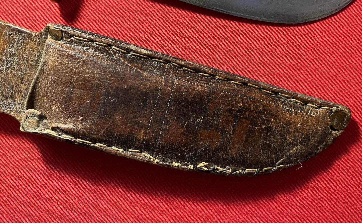 WW2 U.S Fighting Knife "Bowie Style" Theater Made with Named Scabbard