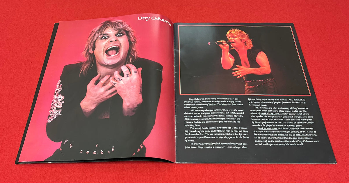 Ozzy Ozboure "Bark at the Moon" Grouping - LP Record,Tour Booklet & Postcard VTG 1980’s