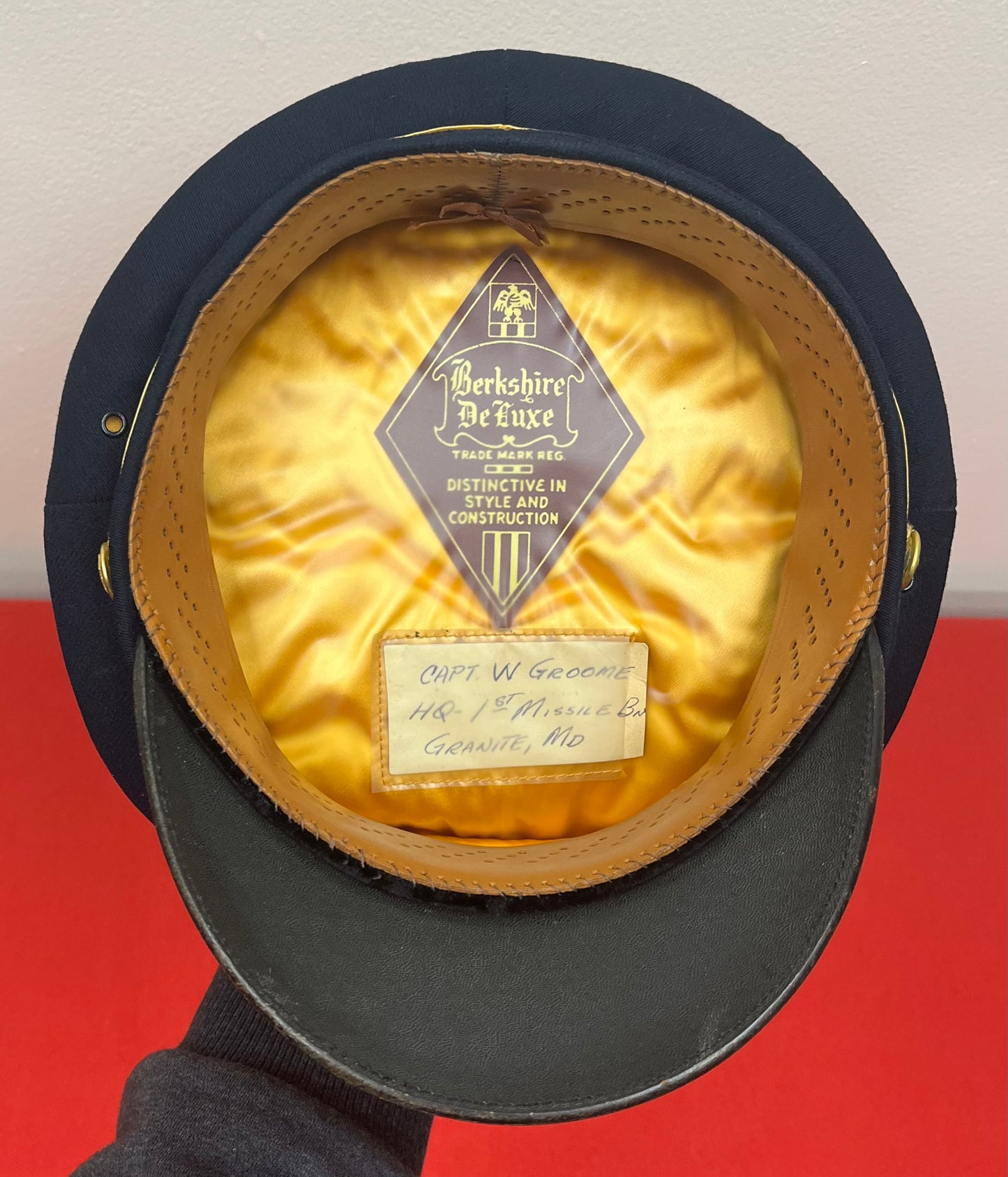 U.S. Army Officer’s Visor Cap of Captain W. Groome HQ 1st Missile BN Granite, MD - (Nuclear Missile Facility) Vietnam Era  ￼