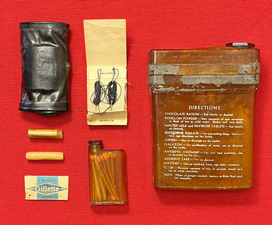 WW2 U.S. Army Air Force USAAF Early E-3 Survival/Evasion Flask & Contents